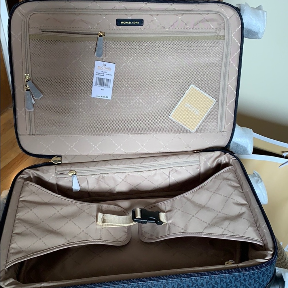 Michael Kors Carry On Luggage Trolley Navy Blue - Picture 5 of 8